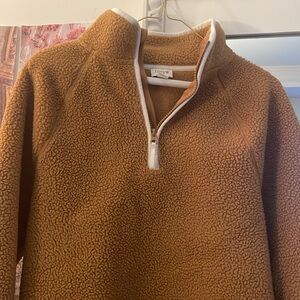 J. Crew Brown Fleece Quarter-Zip Pullover (Size S) - cozy teddy sherpa style!